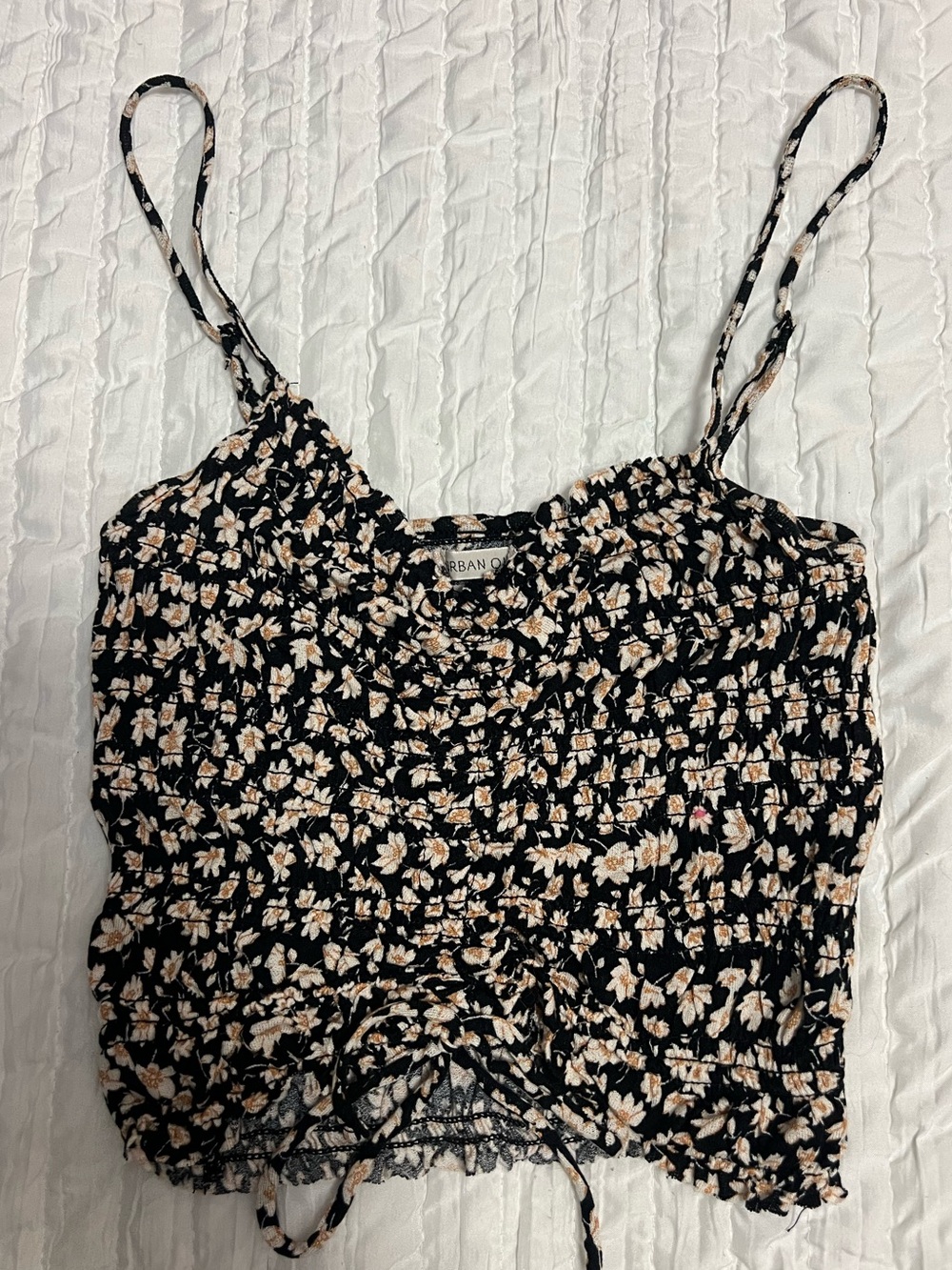 Urban Outfitters Black Floral Smocked Cami Top - Size XS